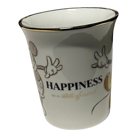 Disney Mickey Mouse "Happiness is a State of Mind" Gold trimmed Mug - Picture 2 of 8